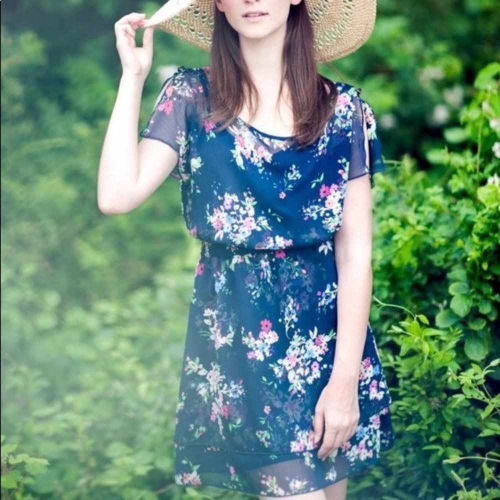 Express Blouson Dress floral dress/ size Sm/ short/ dinner out dress /lined
